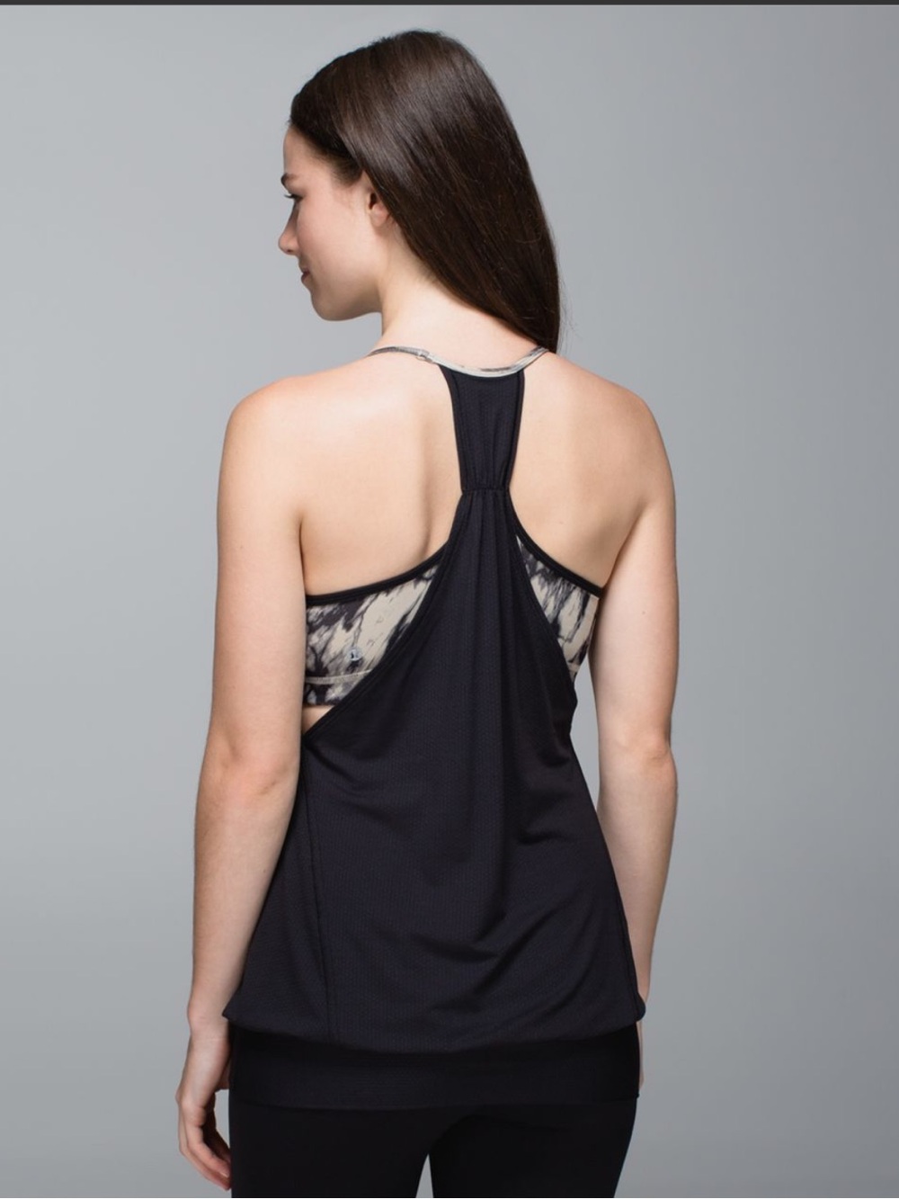 Lululemon No Limits Tank Built In Shelf Bra Black Mojave Tan Size 6